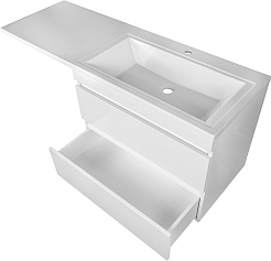 Style Line Мебель для ванной Даллас 140 R Люкс Plus 2 ящика подвесная белая – фотография-9